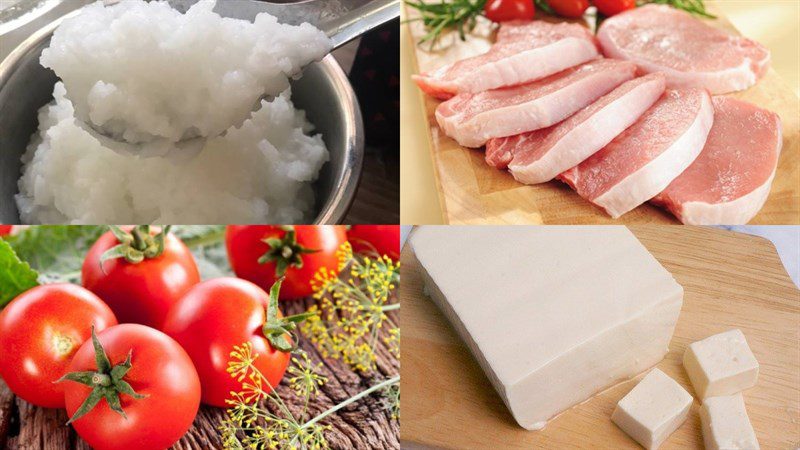 Ingredients for tofu tomato porridge