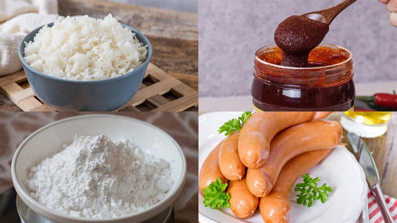 Ingredients for rice cake tokbokki with leftover rice