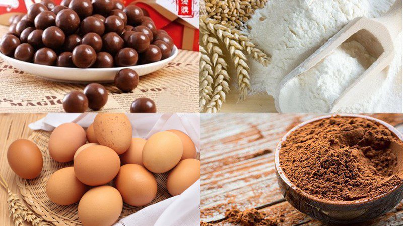 Ingredients for chocolate cocoa cake