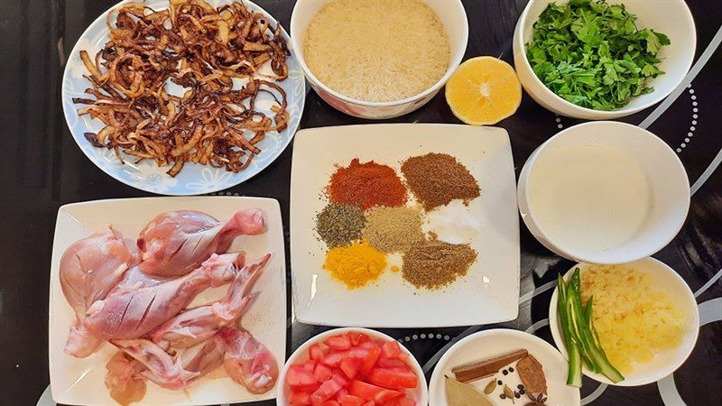 Ingredients for chicken biryani