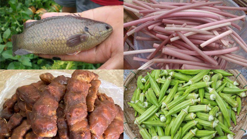 Ingredients for sour soup with swamp fish and tilapia