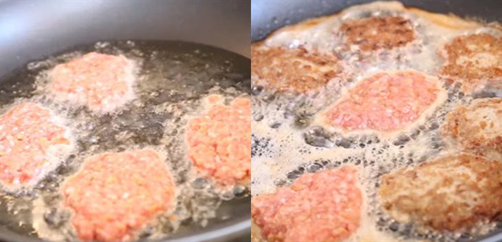 Step 2 Fry the meat Fried pork stuffed eggs