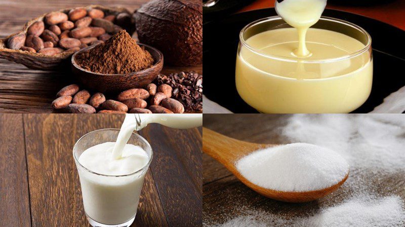 Ingredients for iced cocoa dish