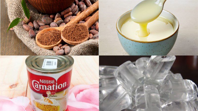 Ingredients for iced chocolate dish