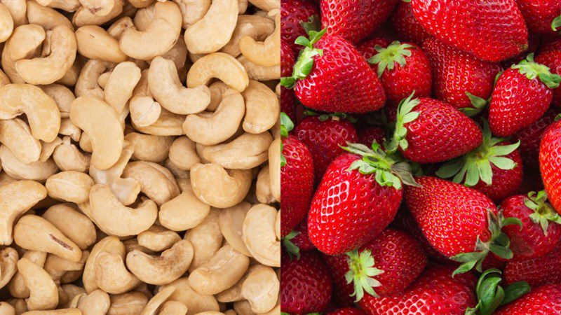 Ingredients for cashew nut milk dish