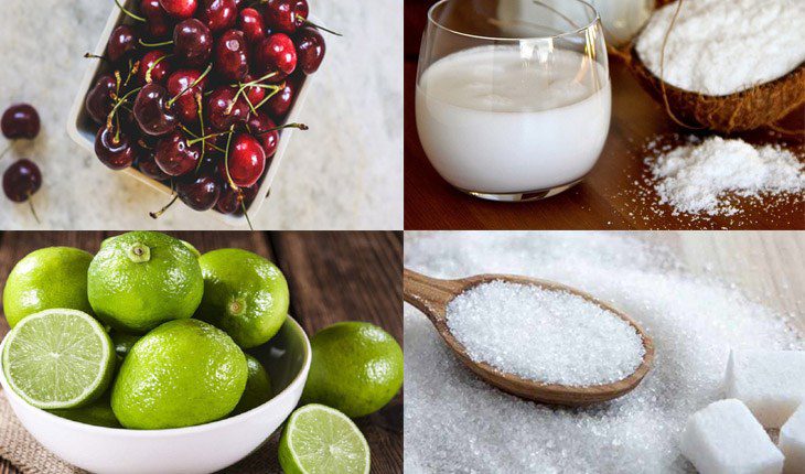 Ingredients for Lime Coconut Ice Cream and Lime Cherry Ice Cream