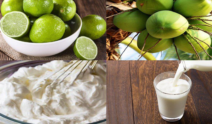 Ingredients for coconut lemon ice cream and cherry lemon ice cream