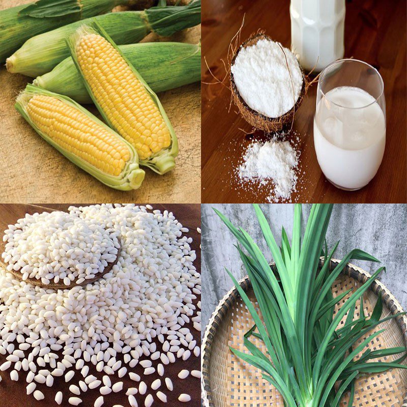 Ingredients for chocolate porridge, sweet corn porridge