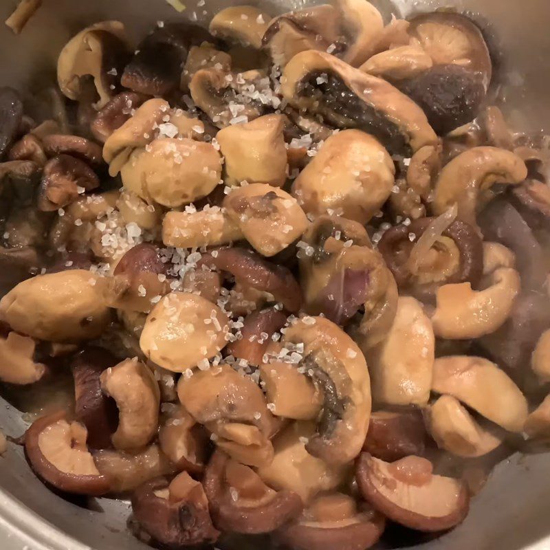 Step 5 Sautéing the mushrooms for Chicken Noodle with Mushroom