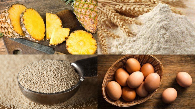 Ingredients for steamed pineapple bread