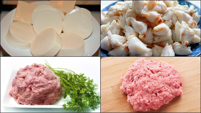 Ingredients for the two dishes of soft tofu in tomato sauce and crab meat sauce