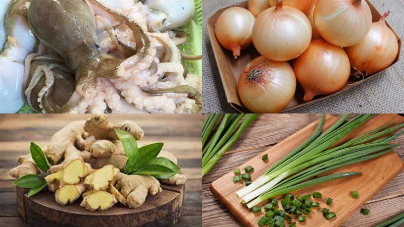 Ingredients for stir-fried octopus with celery, stir-fried octopus with onion and ginger