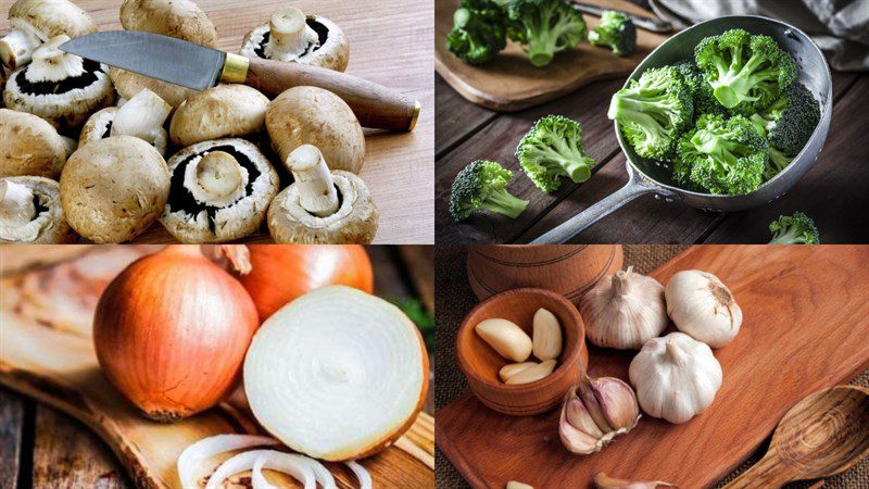 Ingredients for stir-fried button mushrooms