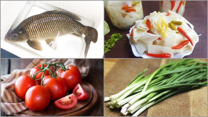 Ingredients for the dish 2 ways to cook carp with star fruit and sour bamboo shoots