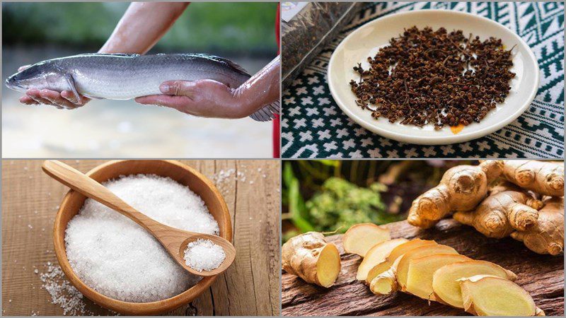 Ingredients for grilled snakehead fish with snow salt