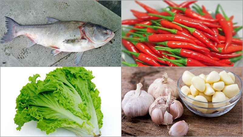 Ingredients for 2 methods of making crispy fried catfish and fried catfish with lemongrass and chili