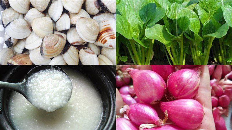 Ingredients for clam porridge for baby weaning