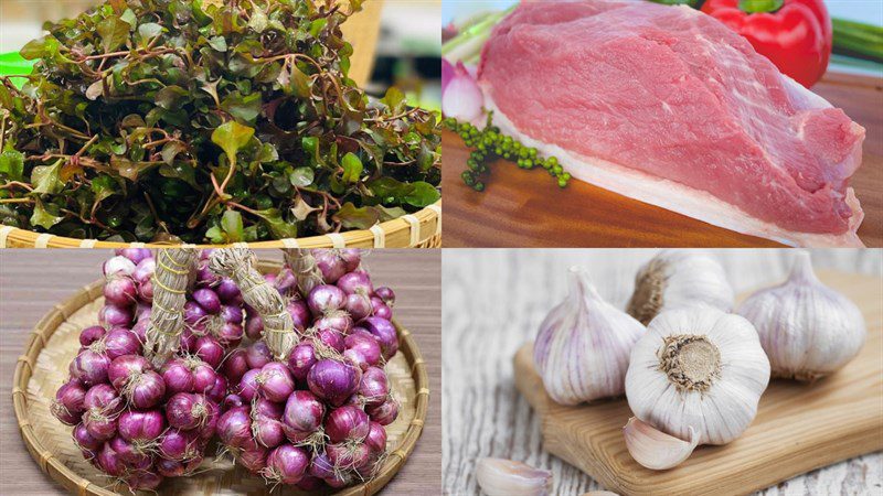 Ingredients for 2 ways to cook Japanese watercress soup with minced meat and fresh shrimp
