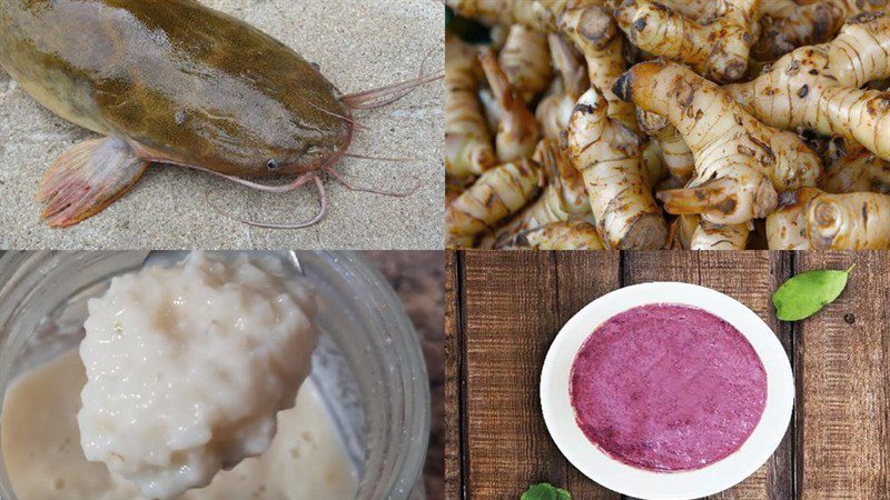 Ingredients for the dish of hybrid catfish cooked in clay pot style