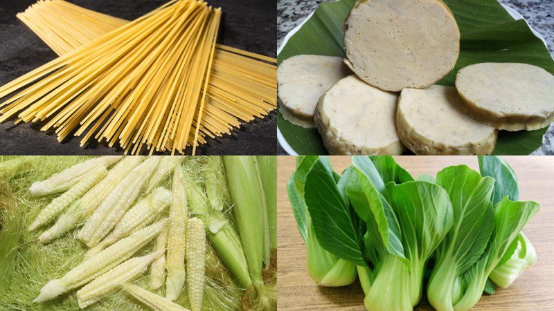 Ingredients for vegetarian mixed noodles