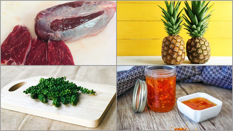 Ingredients for grilled beef brisket with green pepper