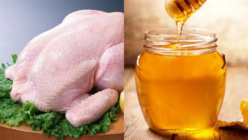 Ingredients for whole honey roasted chicken dish