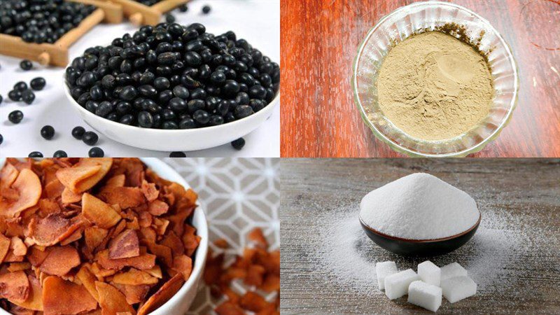 Ingredients for black bean dessert with jelly, black bean dessert with jelly pearls