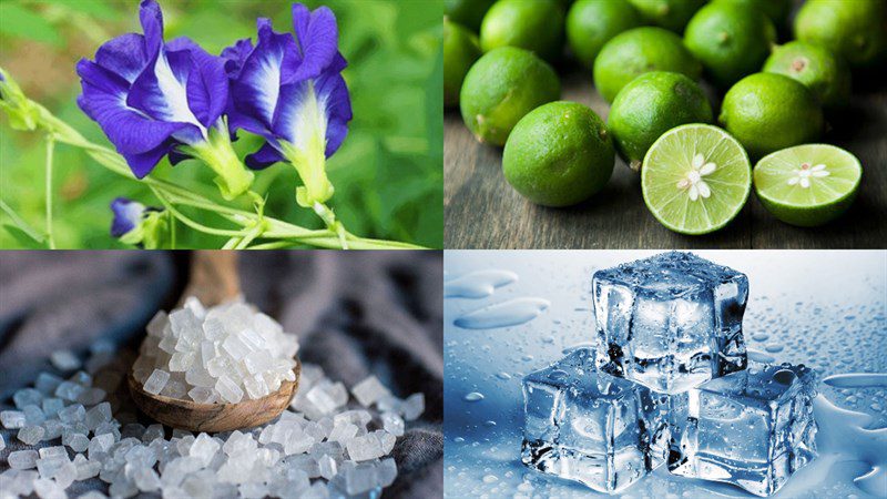Ingredients for making butterfly pea flower tea