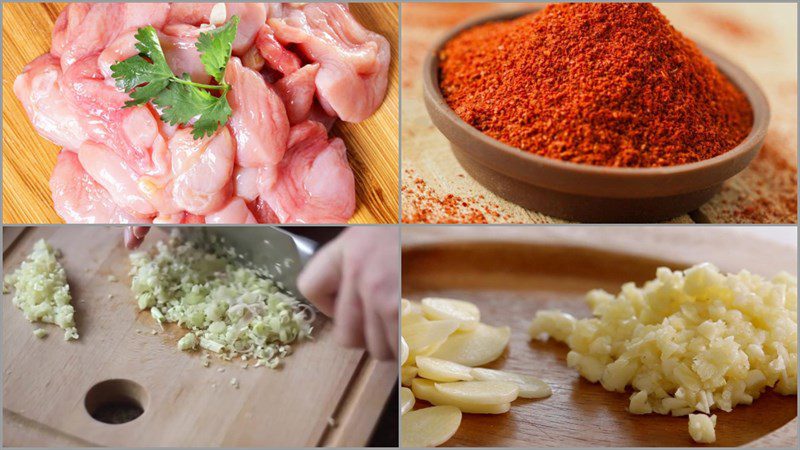 Ingredients for stir-fried basa fish stomach with lemongrass and chili