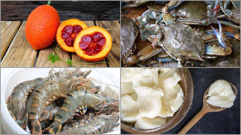 Ingredients for the dish 2 ways to cook seafood gourd soup and mushroom vegetables