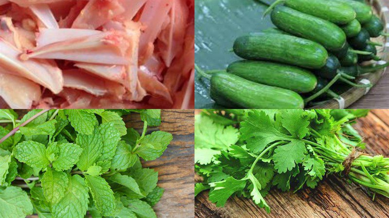 Ingredients for cucumber and chicken cartilage salad