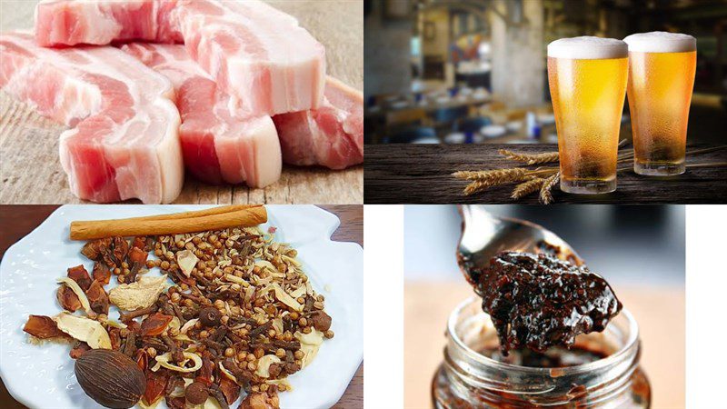 Ingredients for beer-braised pork and lotus root braised pork