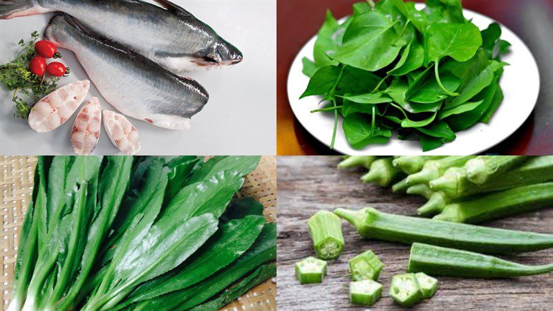 Ingredients for sour soup with giang leaves