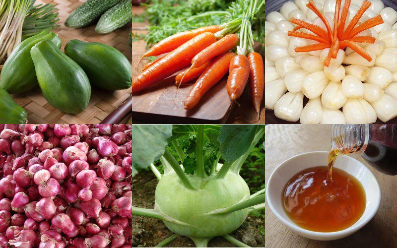 Ingredients for pickled vegetable dish