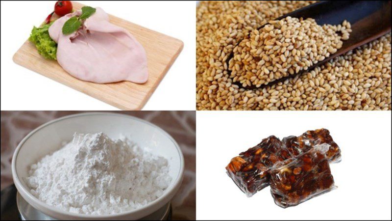 Ingredients for sweet and sour pig ears stir-fry