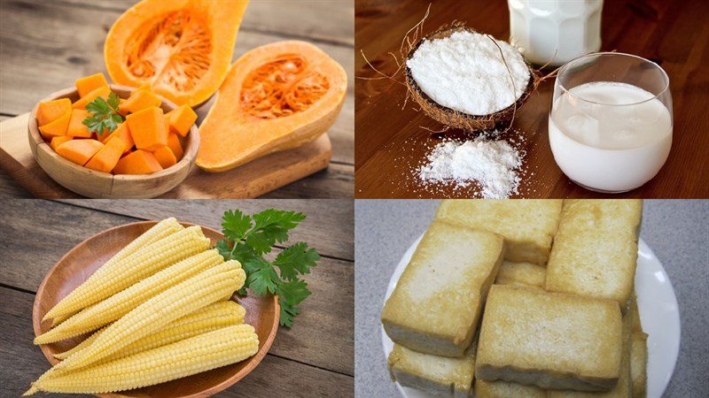 Ingredients for 4 vegetarian curry dishes