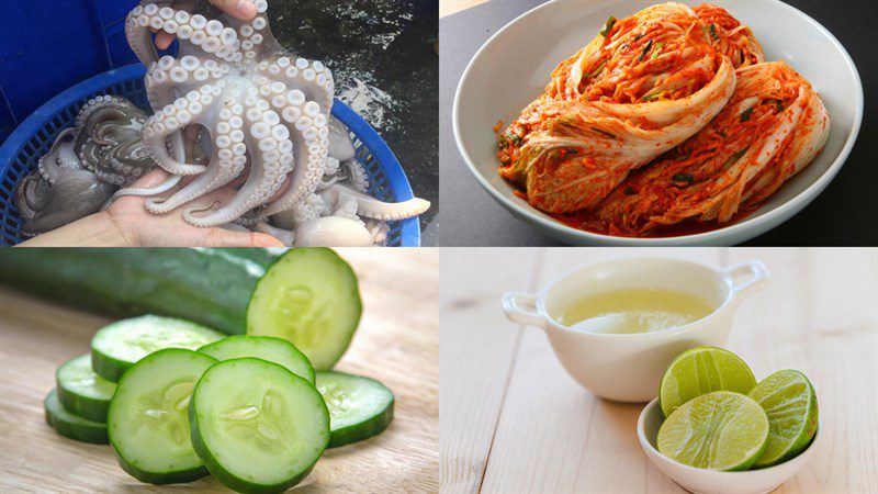 Ingredients for octopus salad dish