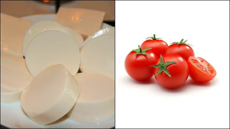 Ingredients for the two dishes of silken tofu in tomato sauce and crab meat sauce