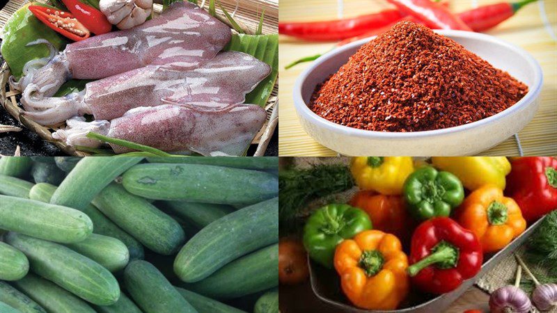 Ingredients for squid salad