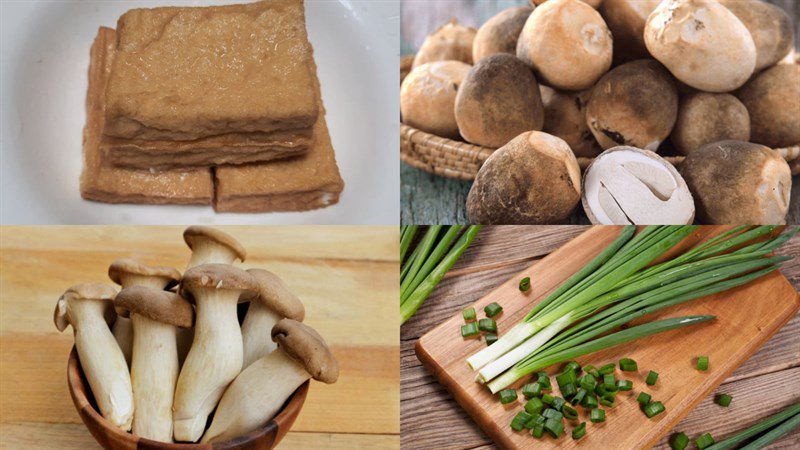 Ingredients for stuffed tofu with mushrooms