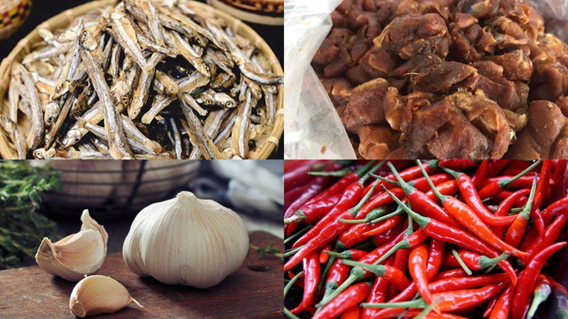 Ingredients for Fried Dried Anchovies with Garlic and Chili