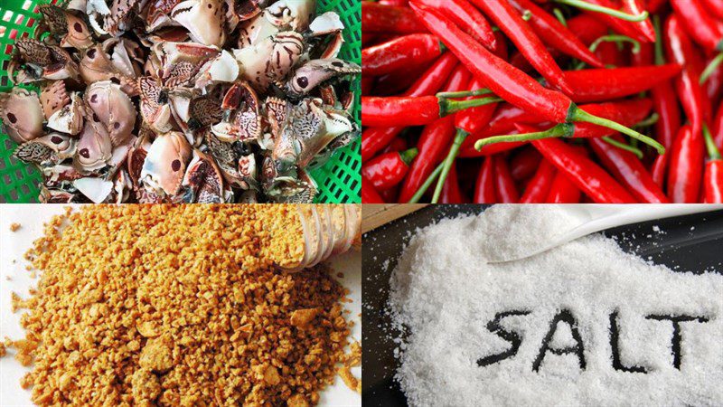 Ingredients for spicy salted crab claws