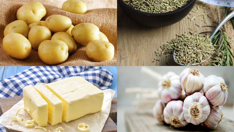 Ingredients for garlic butter fried potatoes