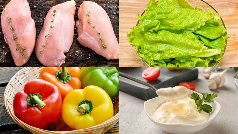 Ingredients for grilled chicken salad