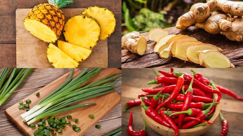 Ingredients for caramelized vegetarian pineapple dish