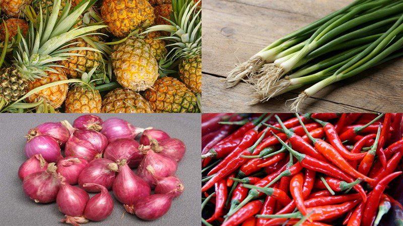 Ingredients for cooked vegetarian pineapple dish