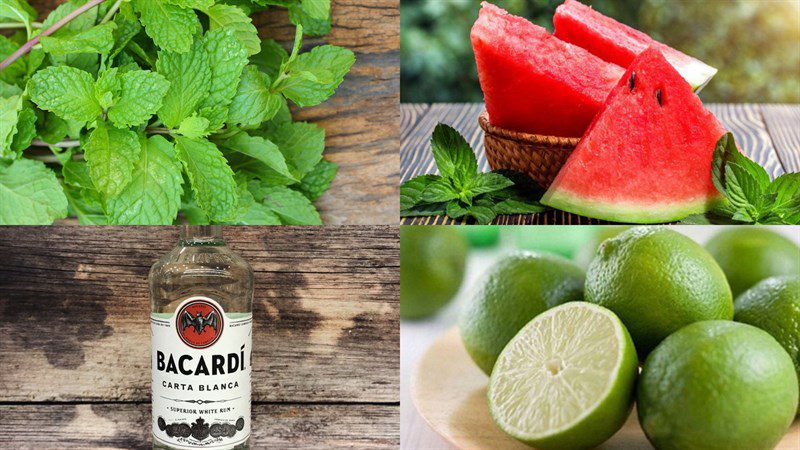 Ingredients for watermelon mojito
