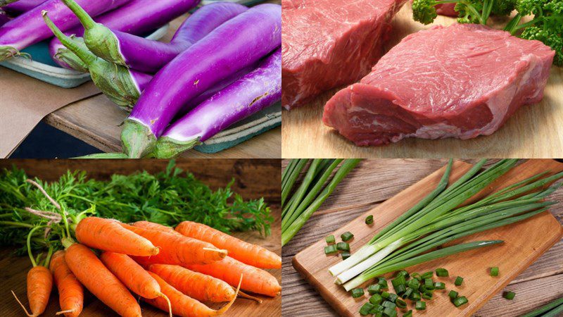 Ingredients for the dish of stuffed eggplants