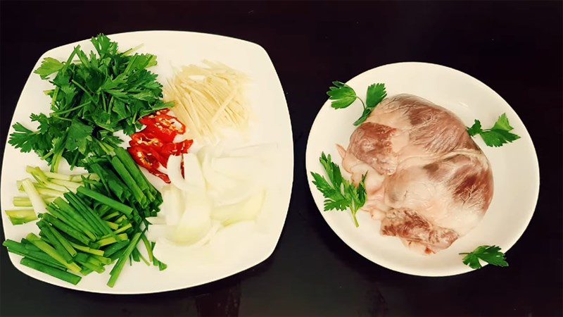 Ingredients for 2 ways to make steamed pork heart