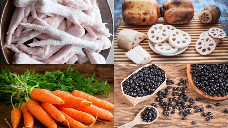 Ingredients for the dish 2 ways to make stewed chicken feet with black beans